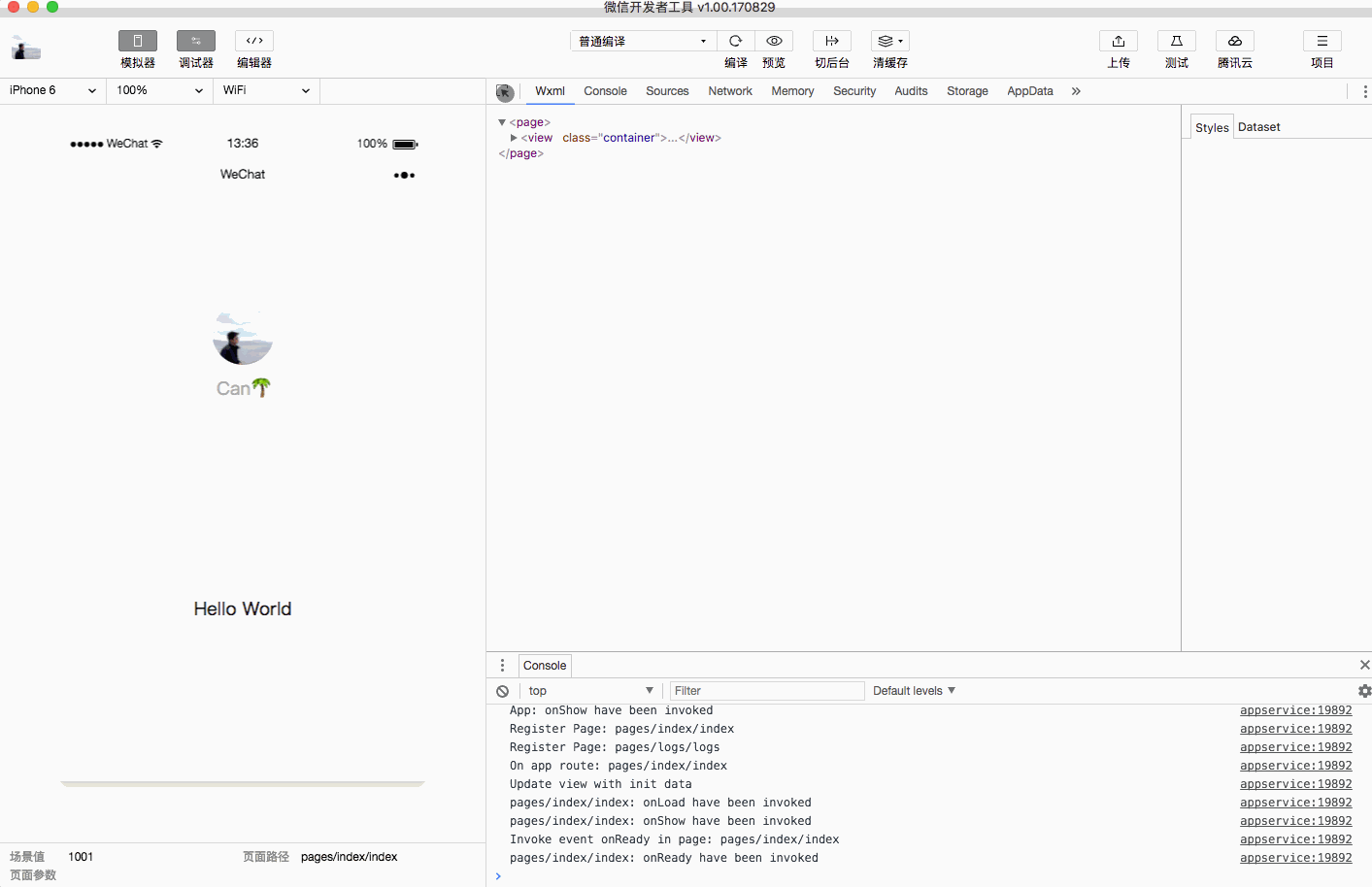 小程序調試工具 wxml