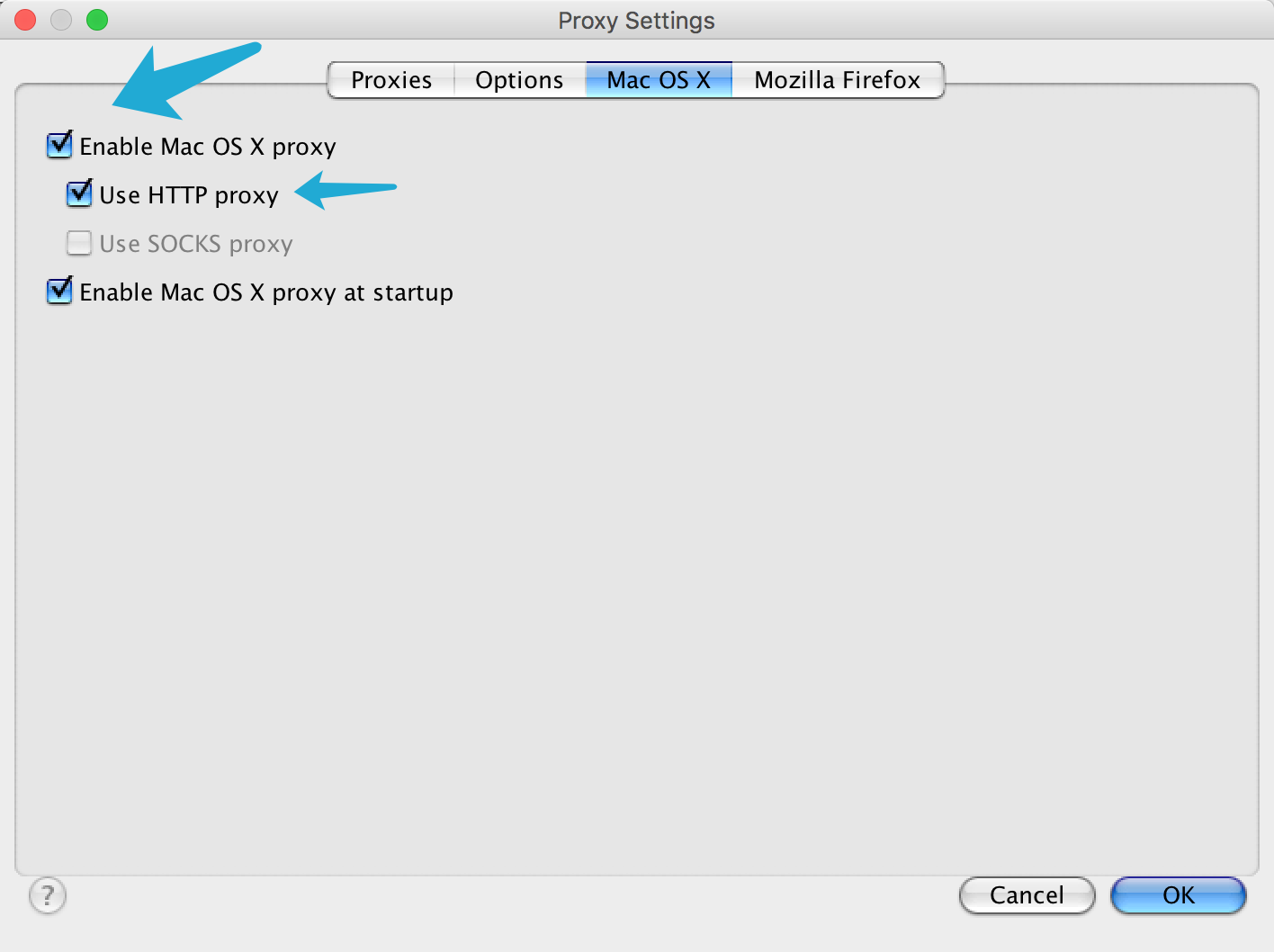 選擇Mac OS X選項(xiàng)卡