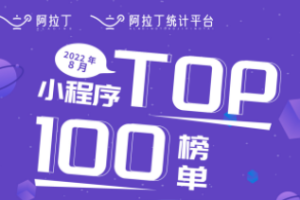 阿拉丁指數(shù)：2022年8月小程序TOP100榜單